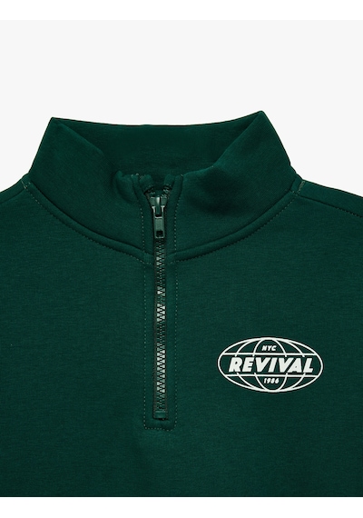 Koton Baskılı Şardonlu Pamuklu Fermuar Detaylı Uzun Kollu Dik Yaka Sweatshirt Yeşil 7wkb10311tk Koton Baskılı Şardonlu Pamuklu Fermuar Detaylı Uzun Kollu Dik Yaka Sweatshirt Yeşil 7wkb10311tk