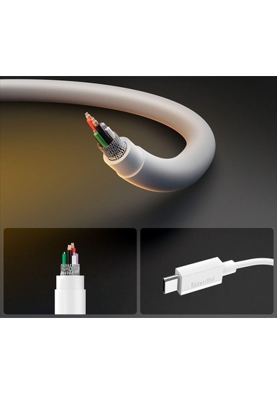 Usb-c To Usb-c 1 Metre Kablo 60w Güç/pps 2.0 Super Hızlı Şarj / 480 Mbps Data Aktarım Hızı Type-c Ekstra Dayanıklı Beyaz - Aca08717