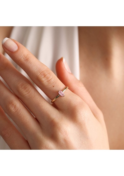 14 Ayar Altın Doğum Taşı Yüzük Burç Yüzükler Pink 539836799