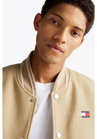 Tommy Jeans Regular Fit Bej Erkek Ceket Dm0dm20216act Tjm Wool Blend Vrsıty Bej