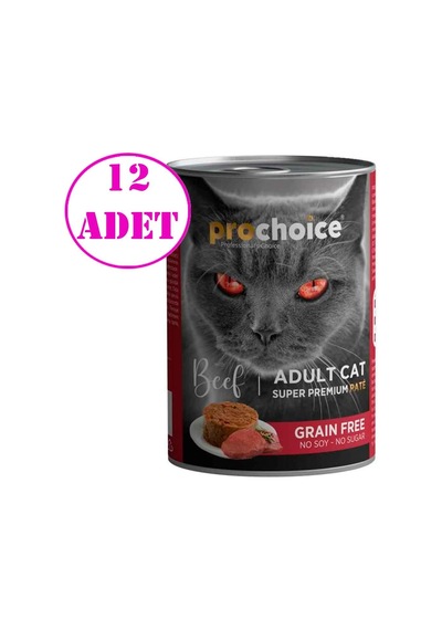 Pro Choice Sığır Etli Tahılsız Pate Yetişkin Kedi Konservesi 12 x 400 G