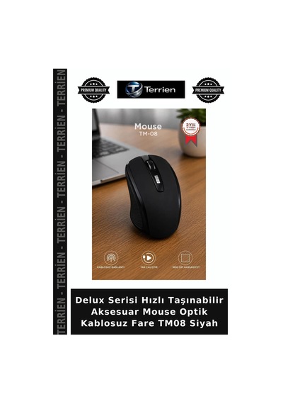Delux Serisi Hızlı Taşınabilir Aksesuar Mouse Optik Kablosuz Fare Tm08 Siyah