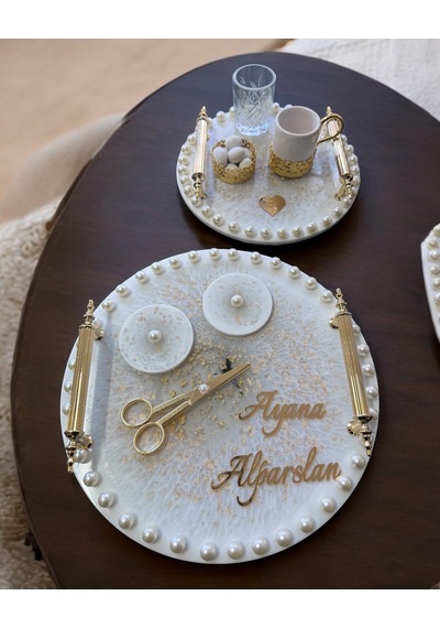 Gavin Gold Söz Nişan Tepsisi Beyaz
