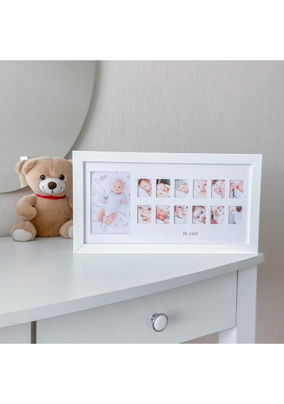 İlk Yılım Fotoğraf Anı Çerçevesi - Dekoratif Bebek Odası 12 Aylık Resim Hatıra Çerçevesi Çok Renkli