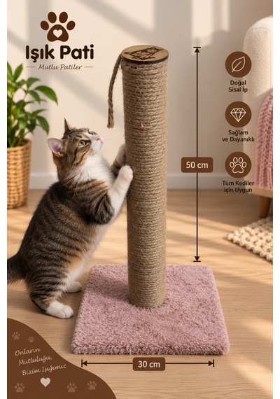 Işık Pati Kedi Tırmalama Tahtası 50 Cm Kare, Yerli Ip