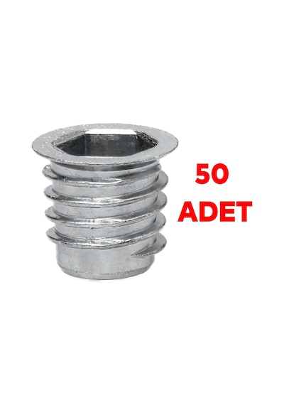 Metal Düz Dişli Dübel Ahşap Dübeli M8 10x15 Diş Çinko Mobilya Bağlantı Ünite Birleştirme 50 Adet