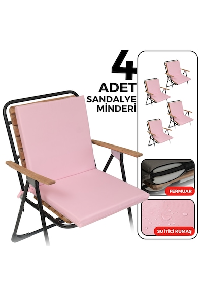 Xpermate 4'lü Arkalıklı Sandalye Minderi Fermuarlı 40x40 Pembe