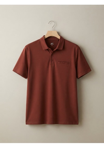 Maccali Erkek Bordo Büyük Beden Cepli Basic Polo Yaka Tişört