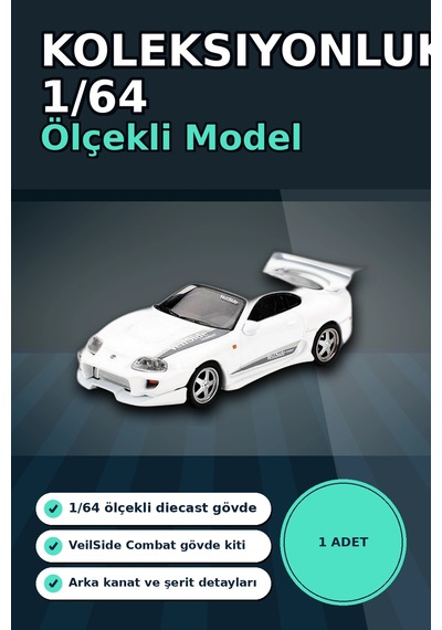 Veilside Combat Beyaz 1/64 Diecast Toyota Supra Model Araba - Mini Koleksiyonluk Bx-313383