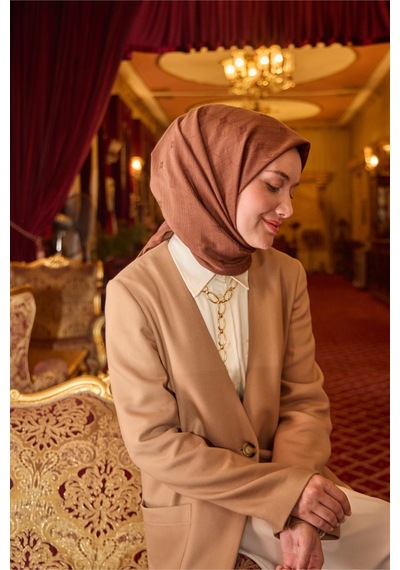 Silk Home Monogram Pamuk İpek Eşarp 130001-22 Çikolata Kahve