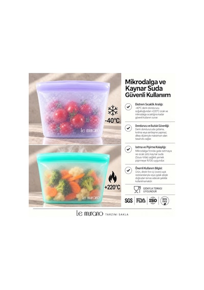 Lush 1500 Ml Platinum Silikon Sızdırmaz Gıda Saklama Torbası Çok Renkli
