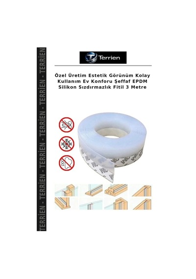 Özel Üretim Estetik Görünüm Kolay Kullanım Ev Konforu Şeffaf Epdm Silikon Sızdırmazlık Fitil 3 Metre