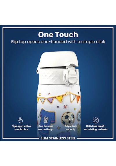 Ion8 - Paslanmaz Çelik İnce Suluk - Futbol - 600 Ml - Sızdırmaz Çok Renkli