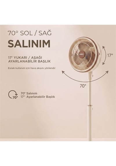 Everest Fan13 Olympos Air Krem/gold 10 80w 3 Hız Kademeli 2000rpm Çift Motorlu Retro Vantilatör