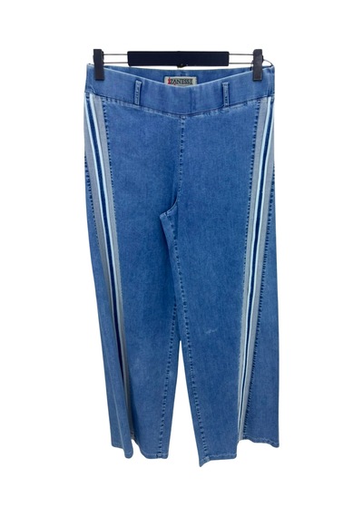 Büyük Beden Beli Lastikli Denim Kadın Pantolon Mavi