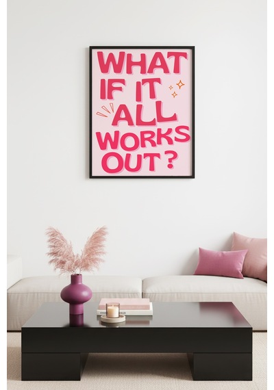 Doğal Ahşap Çerçeveli Retro Pop Art Tablo - What If It All Works Out Huhu2736