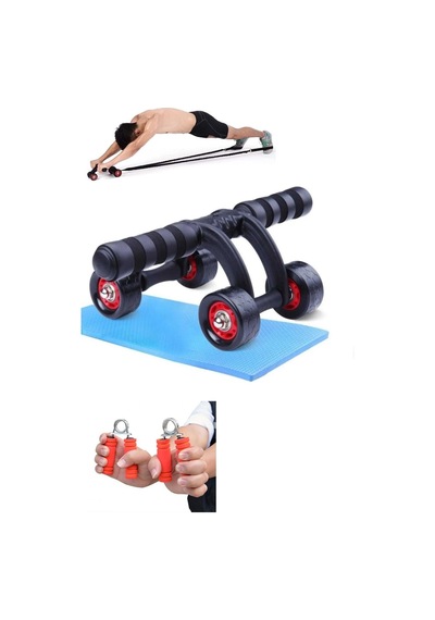 2'li Set Tekerlekli Karın Göğüs Kol Omuz Kası Egzersiz Spor Güç Aleti Sünger Saplı El Yayı
