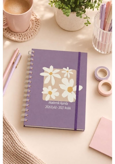 Lizy 2026-2027 Akademik Ajanda - A5 Spiralli Planner Tasarım-7 Mor
