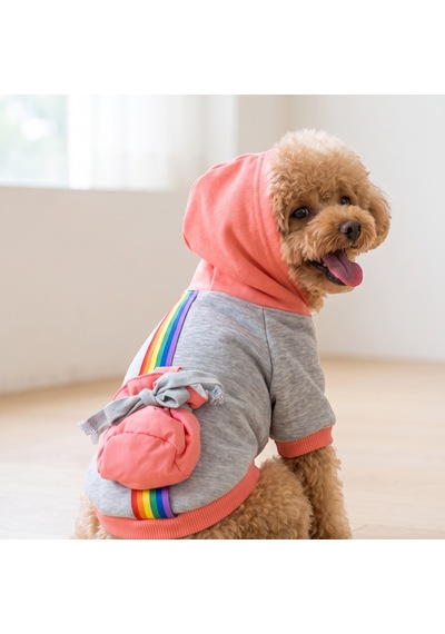 Rainbow Köpek Sweatshirt Kapüşonlu Gökkuşağı Detaylı Köpek Kıyafeti Köpek Hoodie