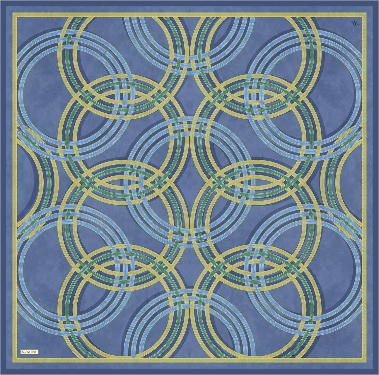 Armine Klasik Desenli Saf İpek Twill Eşarp 9333d 80 Yeşil