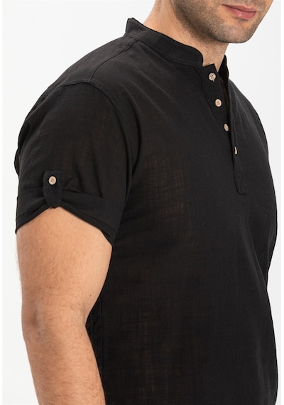 Kısa Kol Şile Bezi Bodrum Erkek T-shirt Siyah 3003 Siyah