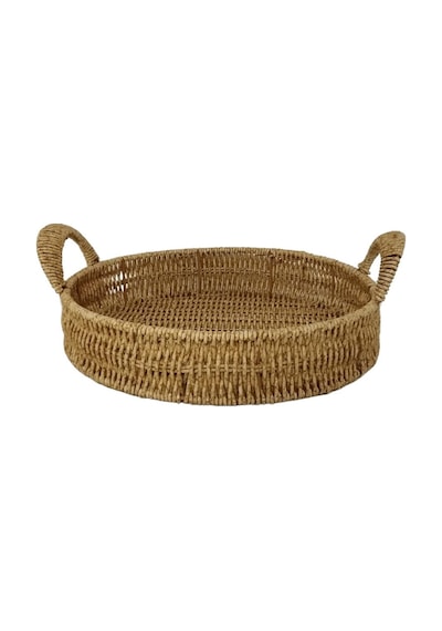 Mien Dekoratif Dayanıklı Çok Amaçlı Rattan Yuvarlak Tepsi Orta Boy M Rattan