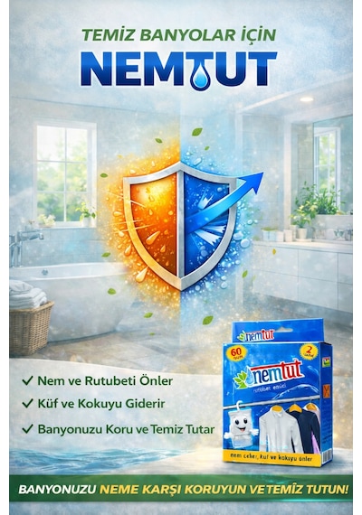 Banyolara Ve Tuvaletlere Özel Nem Rutubet Giderici Korozyon Koku Önleyici 1 Kutu 2 Paket 1 Kg