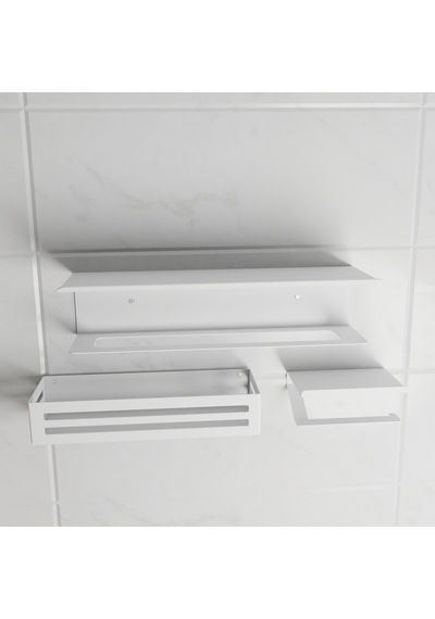 Havluluk Şampuanlık Tuvalet Kağıtlık 3 Lü Set Beyaz Beyaz
