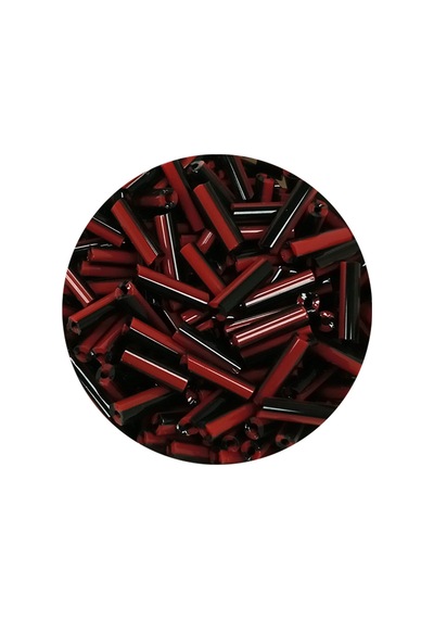 Uzun Boru Kesme Boncuk Çap 2mm Uzunluk 10 Mm - 60 Gram - Kırmızı Siyah - Bnc291