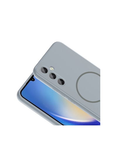 Samsung Uyumlu Galaxy A55 Kılıf Magsafeli Premium Meta Silikon Kapak Pembe