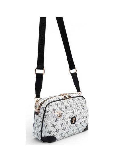 Silver & Polo Silver Polo Beyaz - Siyah Monogram Kadın Çapraz Çanta Sp1094