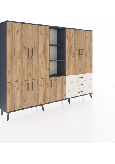 Arges Dolap 11 Raflı 3 Çekmeceli 7 Kapaklı 220x30x163 Antrasit-çam/aytaşı Atlas Çam/aytası - Antrasıt Arges Dolap 11 Raflı 3 Çekmeceli 7 Kapaklı 220x30x163 Antrasit-çam/aytaşı Atlas Çam/aytası - Antrasıt