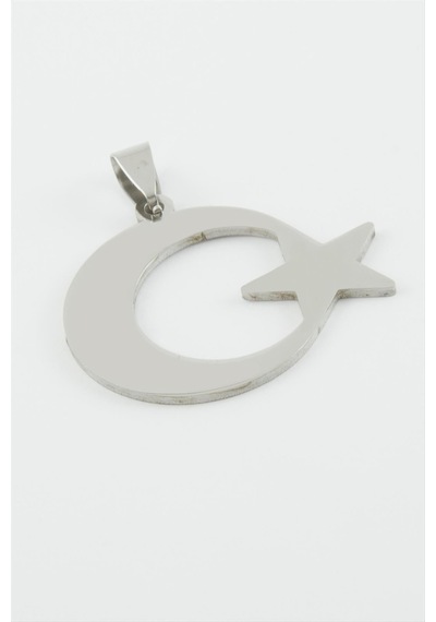 Ay - 293 - Yıldız Çelik Kolye Ucu 2,5 Cm - Nazblsmm - Gümüş Rengi