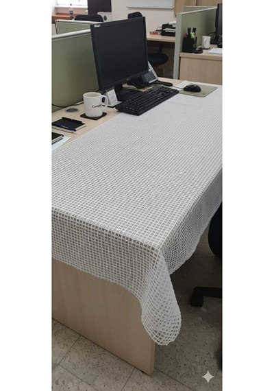 Beyaz Masa Örtüsü Şeffaf Pvc İp Desenli Masa Örtüsü Kaliteli Hasır Altı Deliksiz Beyaz