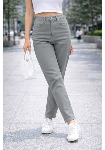 Cedy Denim Kadın Yüksek Bel Soho Boyfriend Jean C599 Taş Rengi