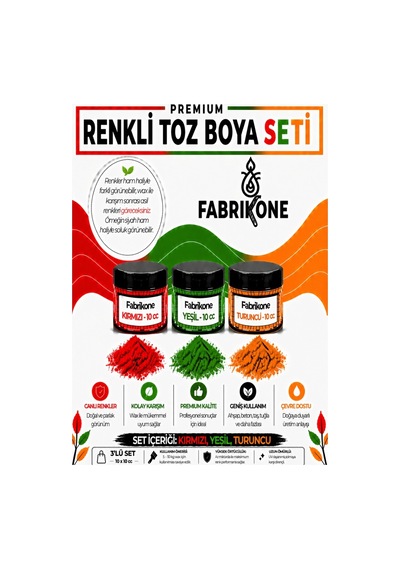 3'lü Set Premium Parafin Soya Wax Toz Mum Boyası Hobi Seti - 10 Cc Kırmızı, Yeşil, Turuncu Bkfab3kyt10g Karışık