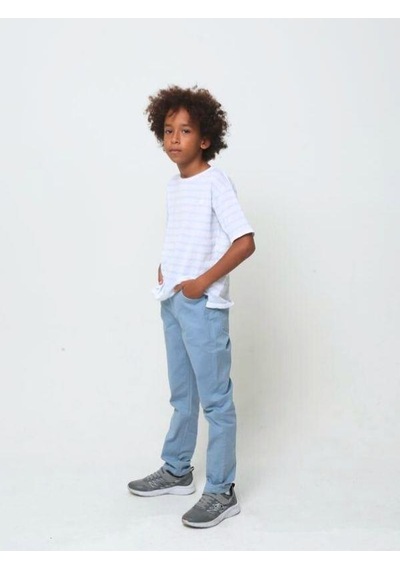 Nanica Kids Erkek Çocuk Bisiklet Yaka Çizgili T-shirt-14075-mavi Mavi