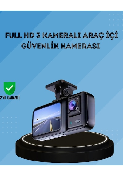 Zenvia 360 Kapsama Sahip Full Hd Araç Kamerası 3 Lü Kayıt Gece Görüşlü Dashcam Znv2026