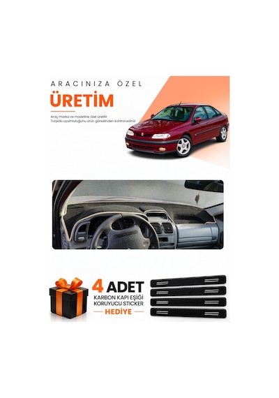 Renault Laguna 1 Aırbagsız 2000-2007 Uyumlu Torpido Koruma Örtüsü Oto Kılıfı - Siyah Bej