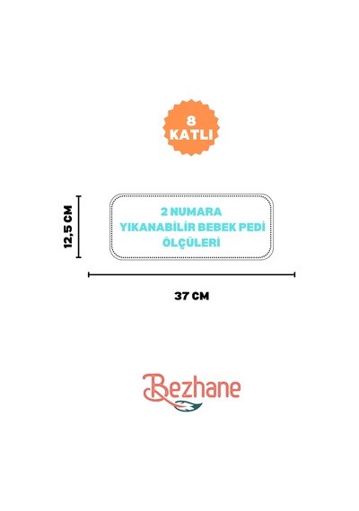 Bezhane 7 Katlı Gri Yıldızlı 1 Numara Yıkanabilir Bebek Pedi