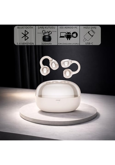 Mioji Air Buds 2 Kablosuz 5.4 Ios Android Windows Pc Ve Tüm Telefonlar İle Uyumlu Bluetooth Kulaklık - Beyaz