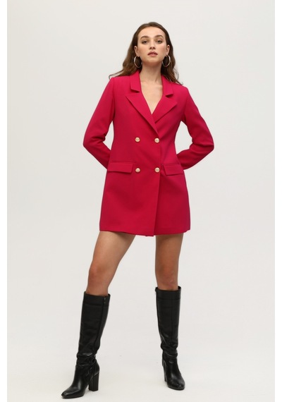 Feminist Astarlı Düğme Kapamalı Blazer Ceket 0105123.12 Fuşya Kırmızı