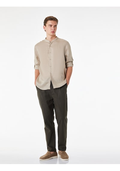 Koton Regular Fit Beli Lastikli Düğmeli Düz Paça Keten Karışımlı Chino Yazlık Pantolon Haki 6sam40003hw Koton Regular Fit Beli Lastikli Düğmeli Düz Paça Keten Karışımlı Chino Yazlık Pantolon Haki 6sam40003hw