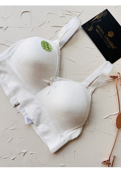 Celine C Cup Bambu Hisli Ultra Rahat Polamid Kumaştan Dokulu Dant Ekru