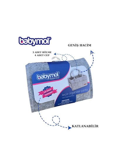 Babymol Çok Amaçlı Keçe Organizer Gri
