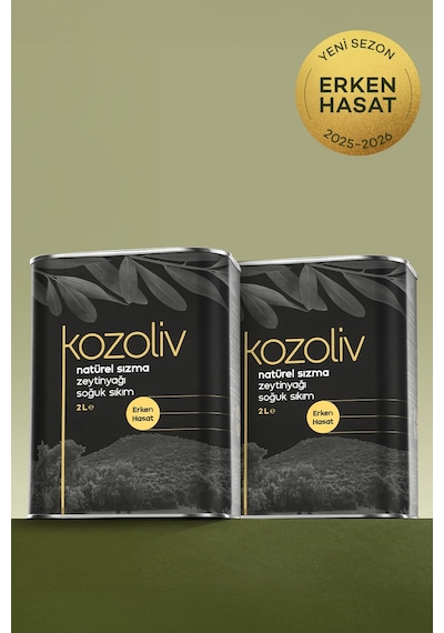 Kozoliv 2025 - 2026 Yeni Sezon Erken Hasat Soğuk Sıkım Zeytinyağı 2 x 2 L