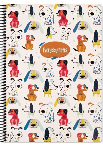 A4 Çizgili Defter Animal Friends - Köpekler Kırmızı