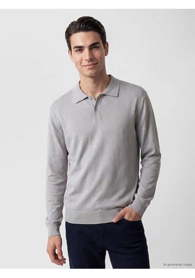 LC Waikiki Lc Waıkıkı Gri Polo Yaka Regular Fit Erkek Triko Kazak
