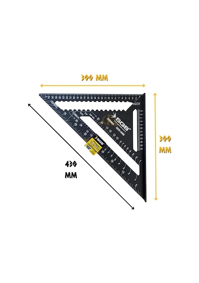 Sgs Alüminyum Üçgen Cetvel Gönye 300 Mm.