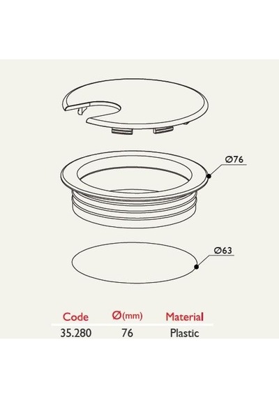 Plastik Kablo Kapağı Çap 63mm Çok Renkli